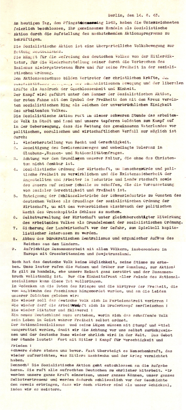Antihitlerprogramm der Sozialistischen Aktion 1943